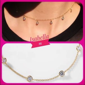 COPY - Necklace, CZ Round Station, Isabella m, Sterling /14 K